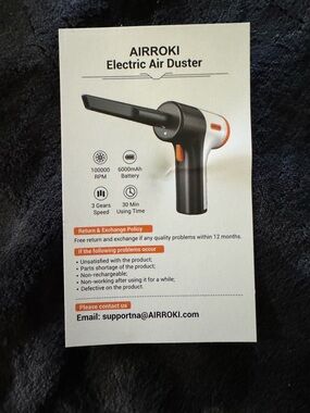 Black & White Electric Air Duster - Cordless Portable Cleaner